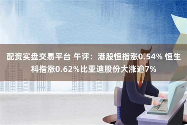 配资实盘交易平台 午评：港股恒指涨0.54% 恒生科指涨0.62%比亚迪股份大涨逾7%